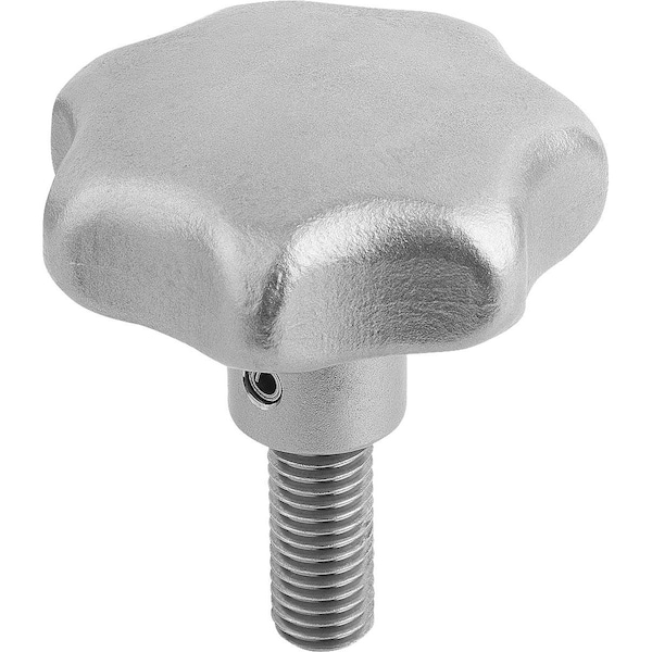 Star Grip, Form:L To DIN6336 3/8-16X25, D1=50, H=34, Stainless Steel Blasted, Comp:Stainless Steel